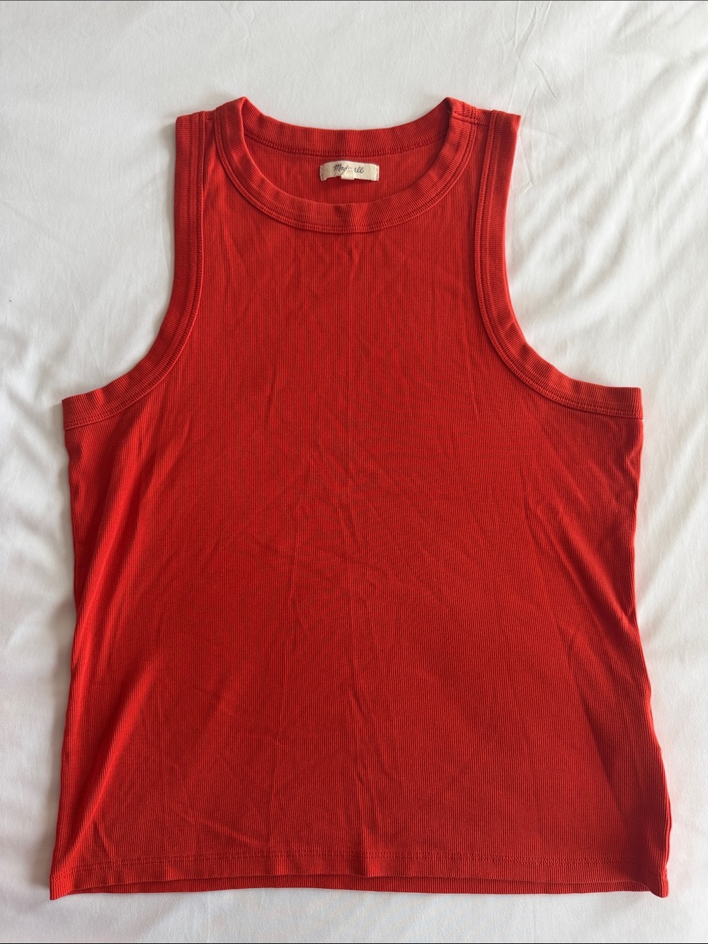 Madewell Red Ribbed Crew Neck Tank